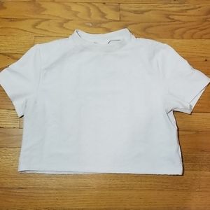 H&M Women's White Crop Top w/ Textured Pattern
